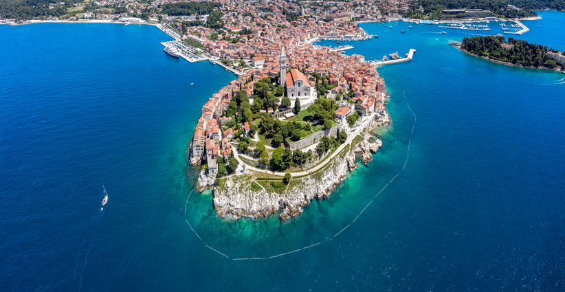 An overhead view of Rovinj, Croatia