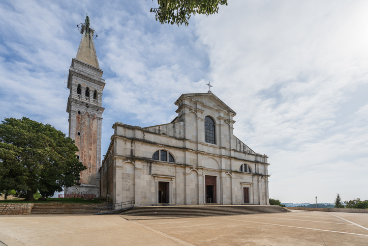 Front face of St. Euphemia Church in Rovinj, Croatia