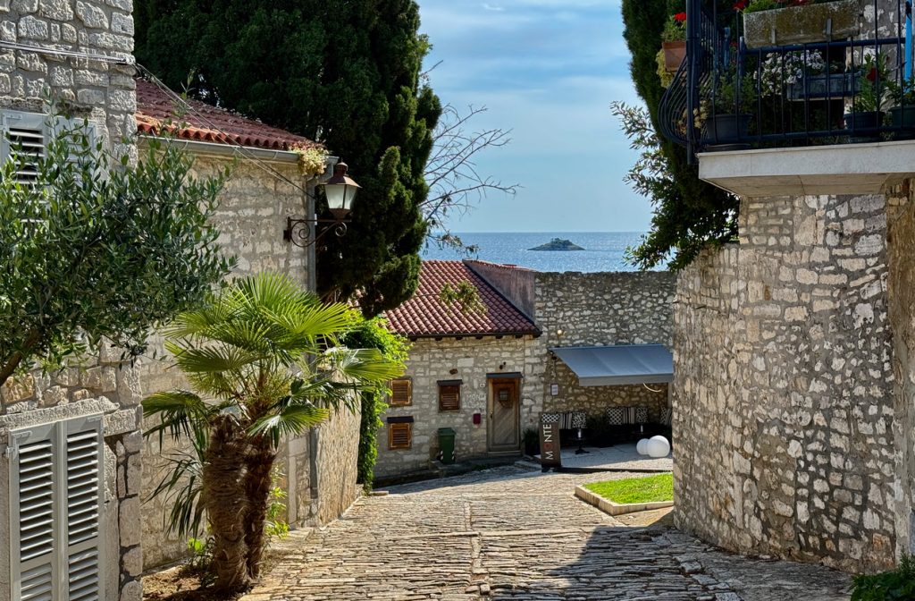 A stone alleyvay in Rovinj, Croatia